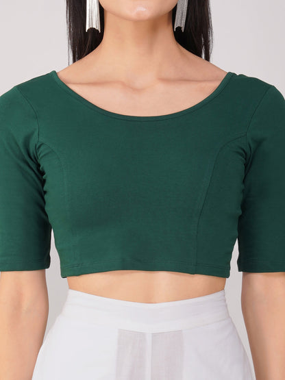 Dhiyona ST Women's ComfortEase 4-Way Stretch Green Short Sleeve Blouse