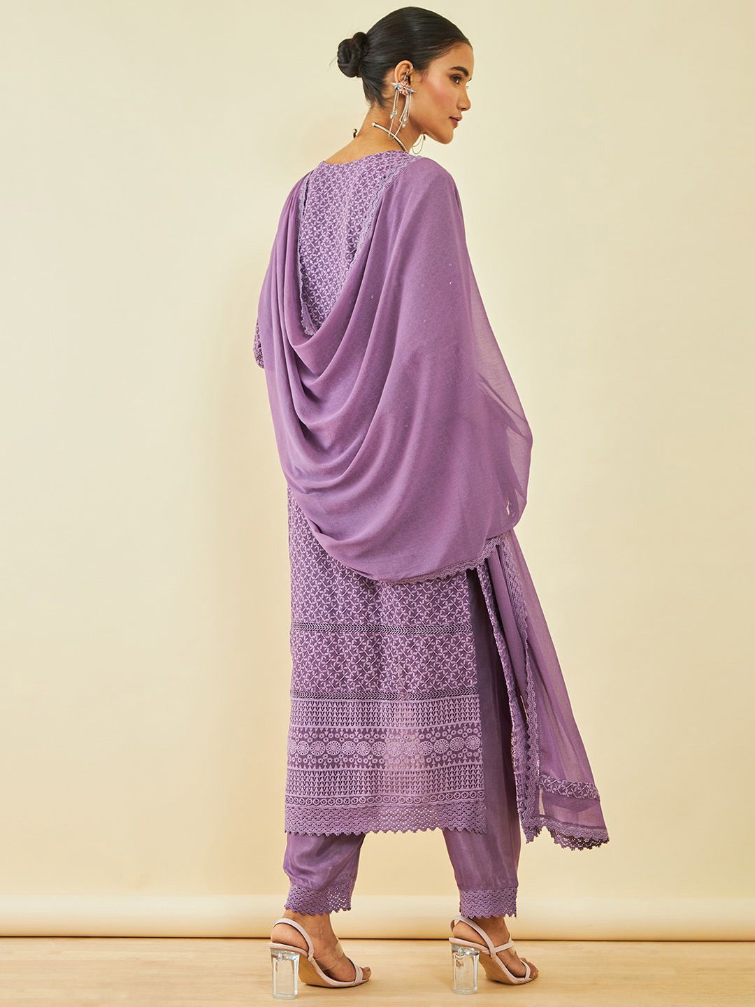 Dhiyona SO Women's Ethnic Motifs Embroidered Straight Kurta & Trousers With Dupatta