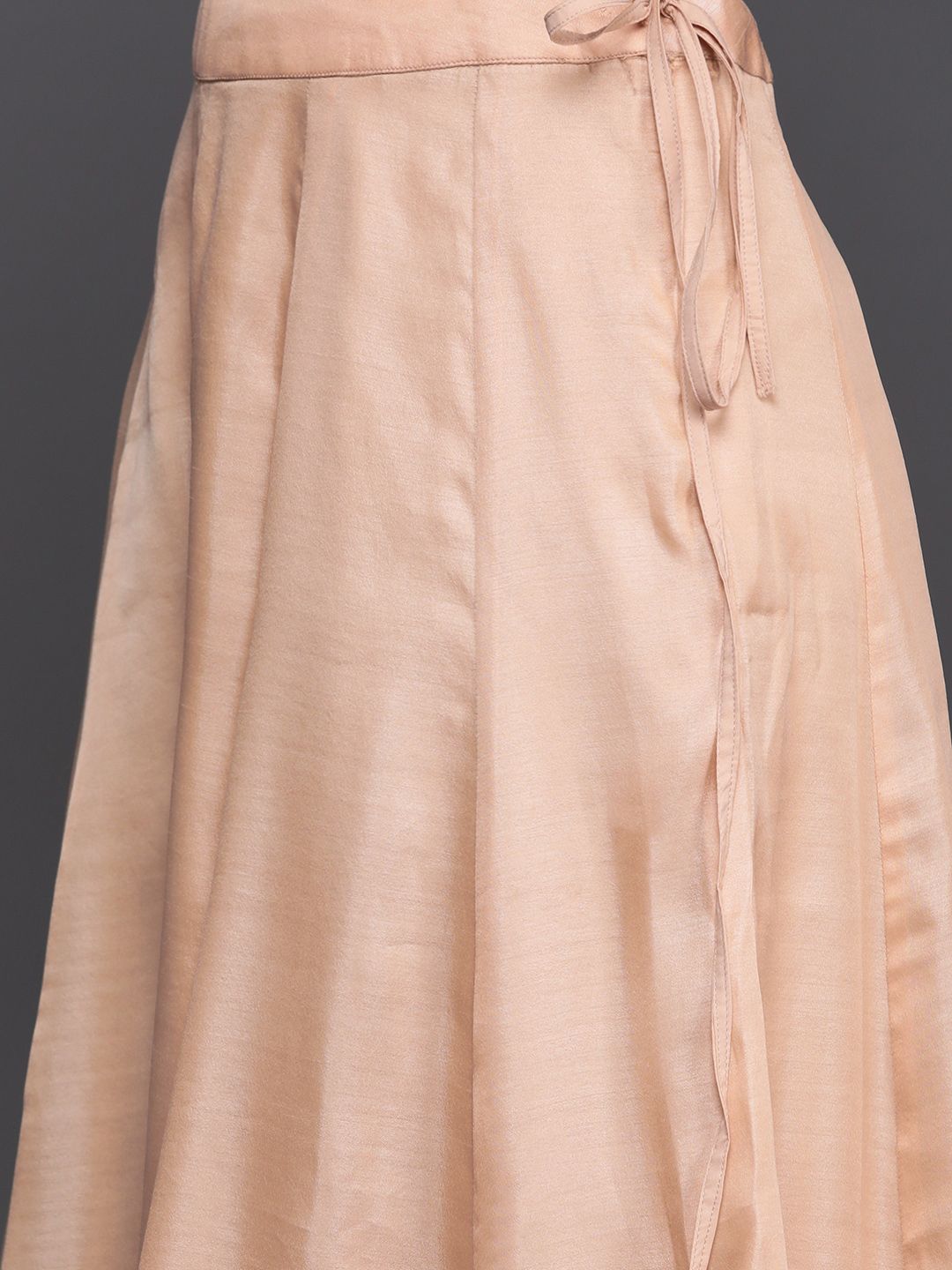 Dhiyona LL Libas Womens Peach Embroidered Silk Anarkali Kurti With Palazzos & Dupatta