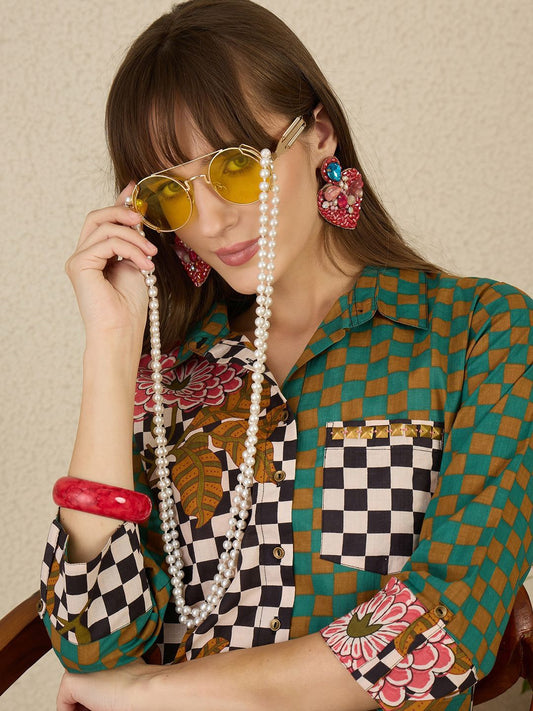 Dhiyona IE Printed Pure Cotton Straight Tunic & Trousers Co-Ord Set