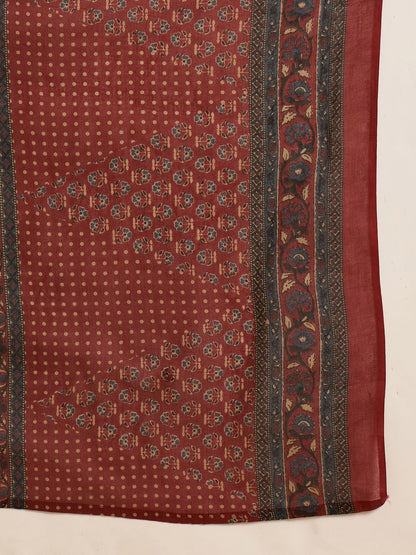 Women Ethnic Motifs Printed Regular Pure Cotton Kurta with Trousers & With Dupatta
