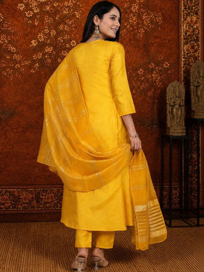 Women Ethnic Motifs Embroidered Regular Thread Work Kurta with Trousers & With Dupatta