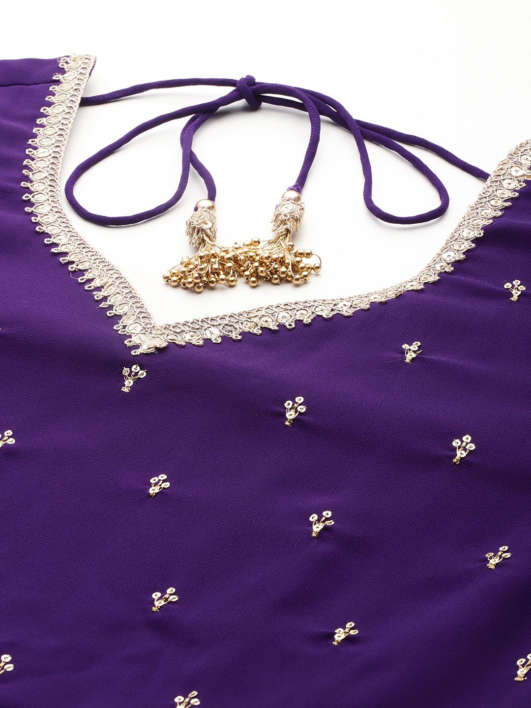 Dhiyona VA Embroidered Empire Zari Kurta With Palazzos & Dupatta