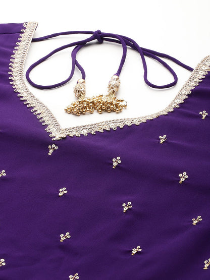 Dhiyona VA Embroidered Empire Zari Kurta With Palazzos & Dupatta