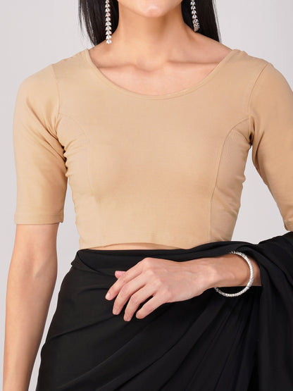 Dhiyona ST Women's ComfortEase 4-Way Stretch Nude Short Sleeve Blouse