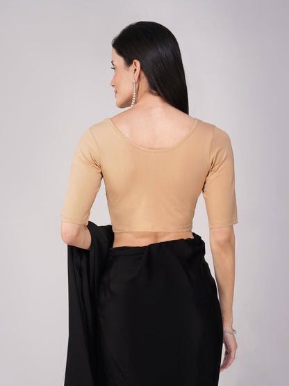 Dhiyona ST Women's ComfortEase 4-Way Stretch Nude Short Sleeve Blouse
