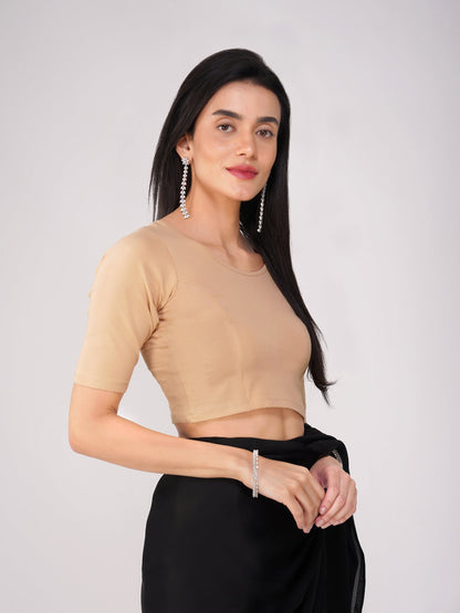 Dhiyona ST Women's ComfortEase 4-Way Stretch Nude Short Sleeve Blouse
