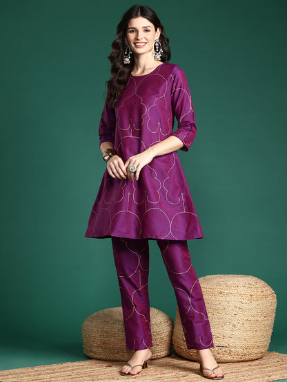 Foil Print Kurta with Trousers