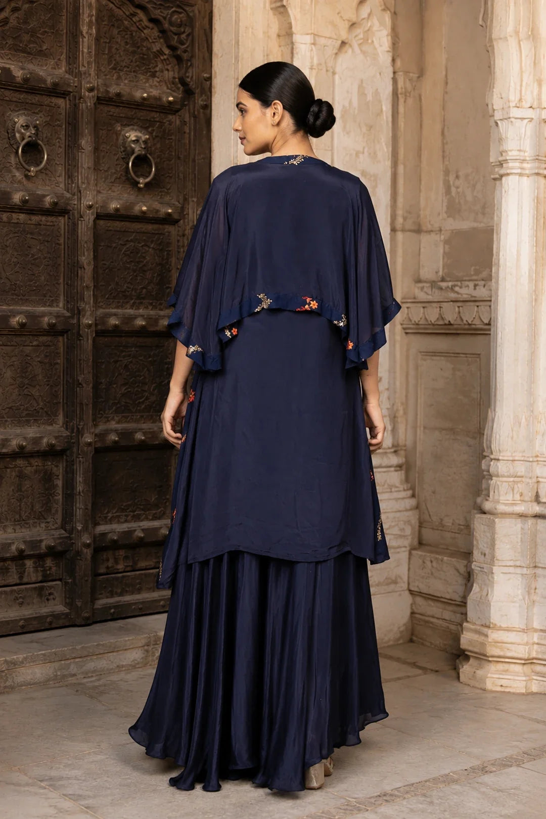 Navy Blue Sequin Embroidered Co-Ord Set