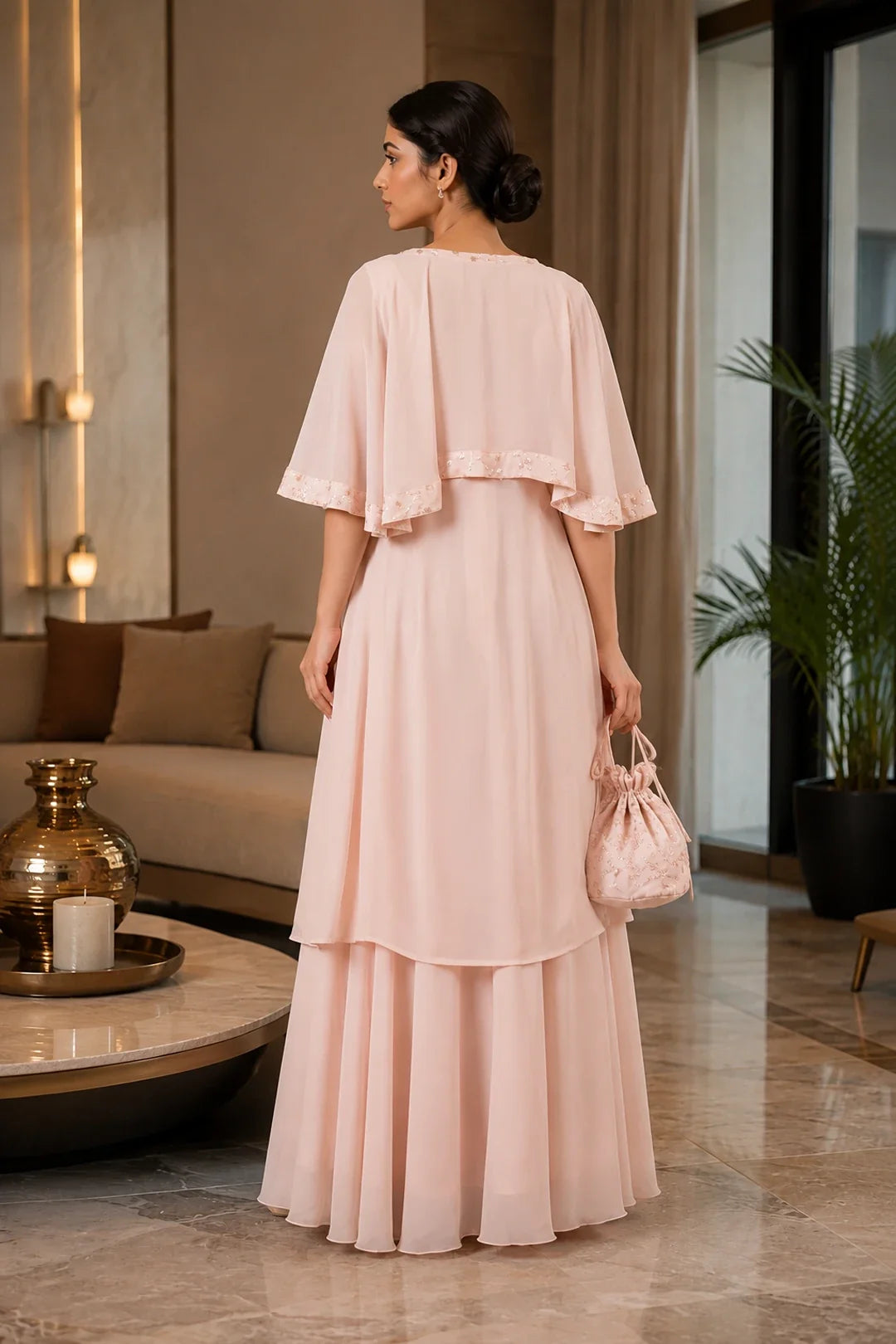 Blush Pink Sequin Embroidered Co-Ord Set