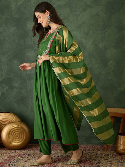 Dhiyona KL Women Embroidered A-Line Republic Day Kurta Set