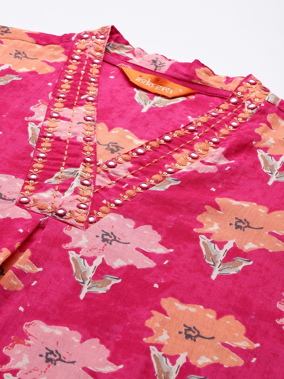 Floral Printed Pure Cotton Kurta with Trousers & Dupatta