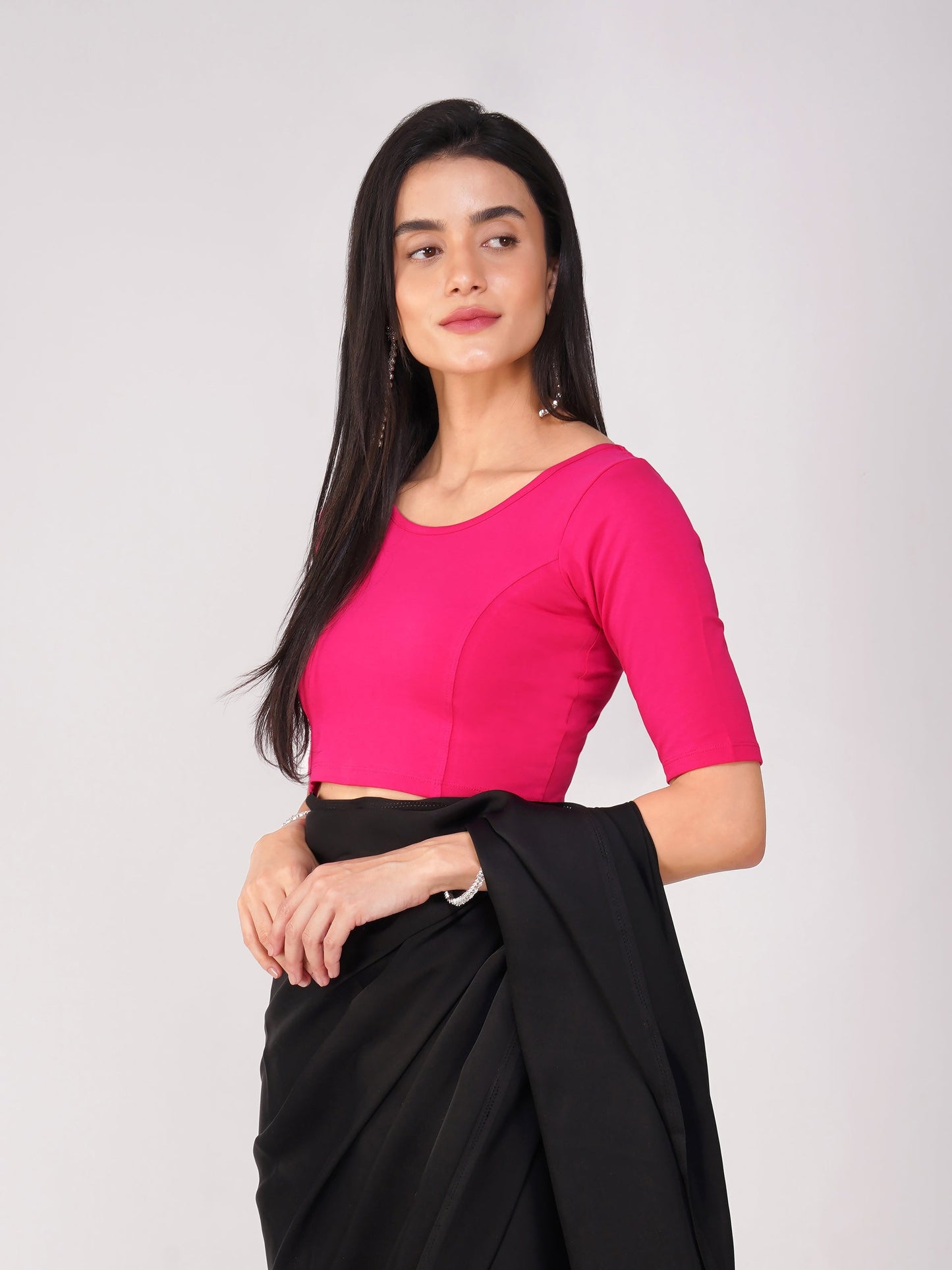 Dhiyona ST Women's ComfortEase 4-Way Stretch Fuchsia Short Sleeve Blouse