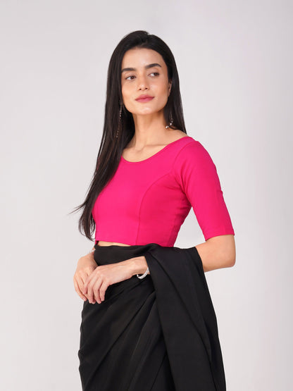 Dhiyona ST Women's ComfortEase 4-Way Stretch Fuchsia Short Sleeve Blouse