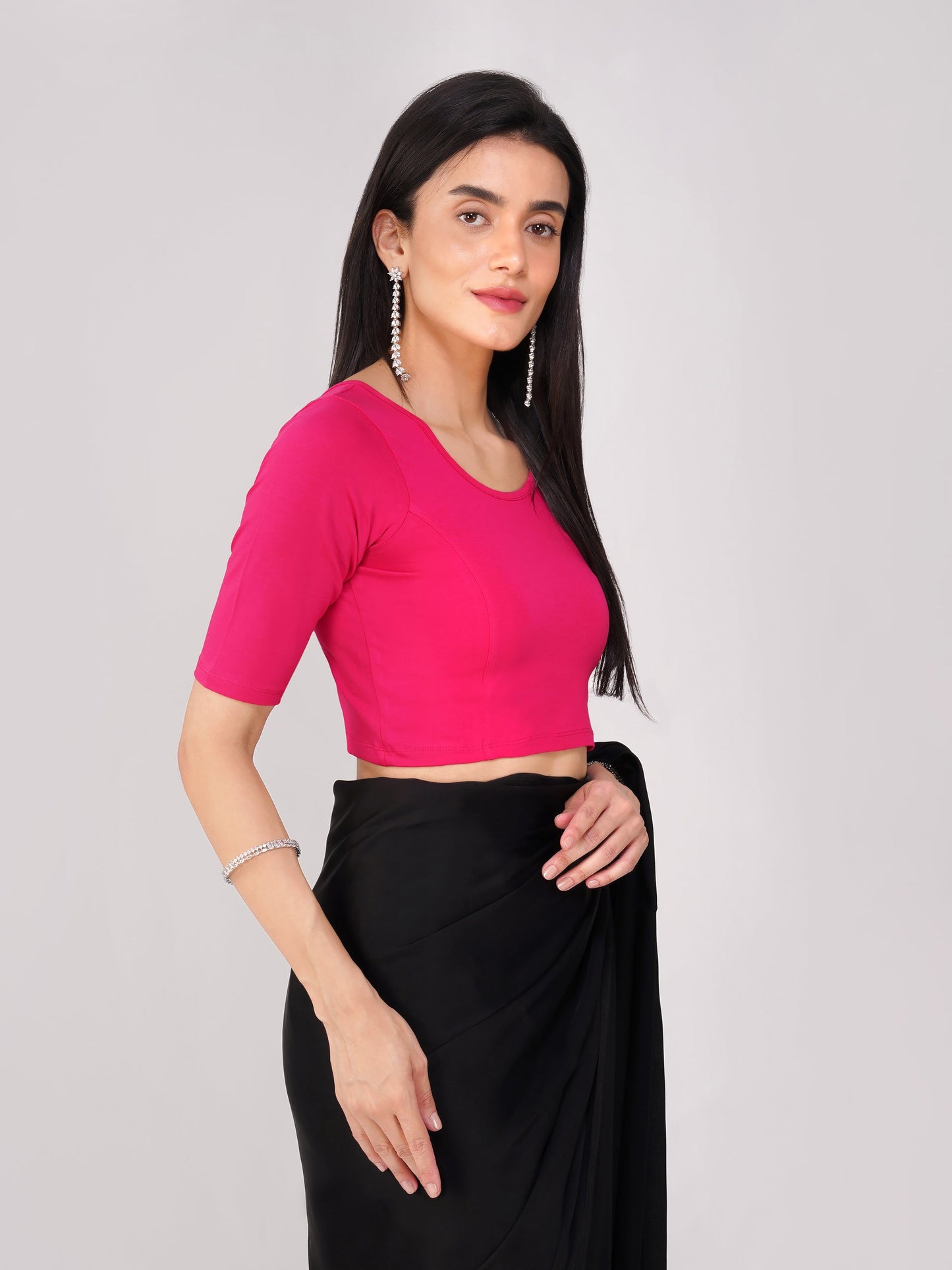Dhiyona ST Women's ComfortEase 4-Way Stretch Fuchsia Short Sleeve Blouse