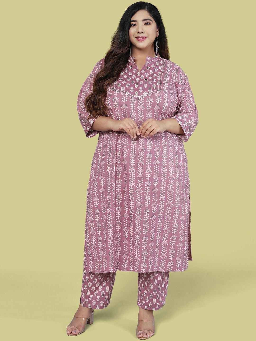Dhiyona KL Women Off White Ethnic Motifs Pure Cotton Kurta with Trousers & Dupatta