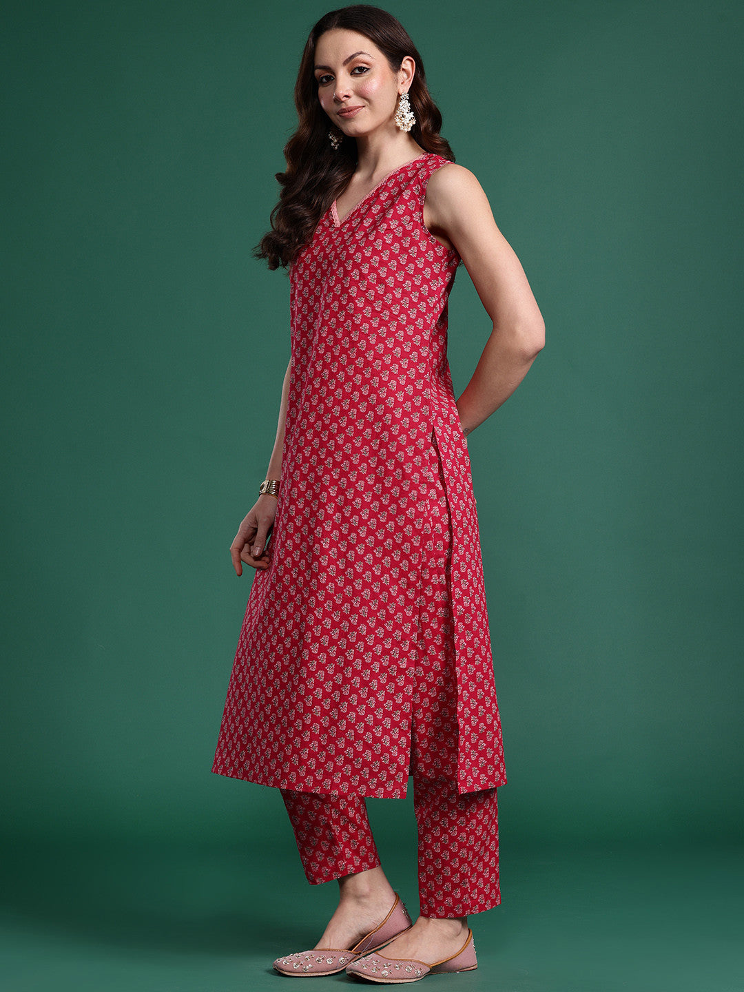 Floral Printed Regular Pure Cotton Kurta with Trousers