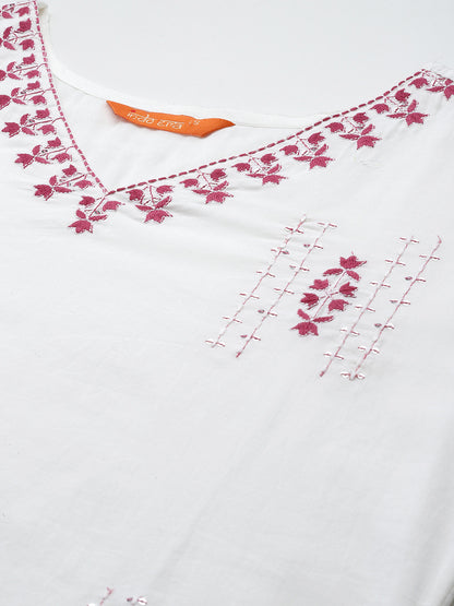 Ethnic Motifs Embroidered Thread Work Kurta with Trousers & Dupatta
