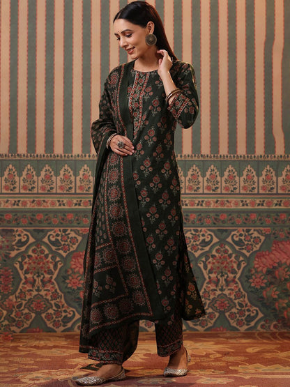 Dhiyona RR Women's Floral Printed Pure Cotton Kurta with Palazzos & Dupatta