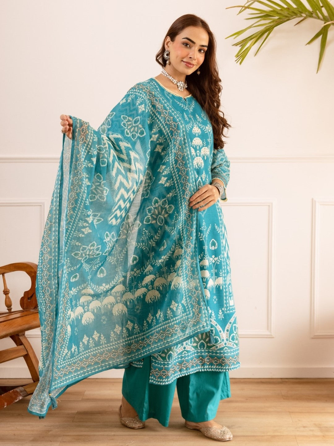 Karen Lapis cotton suit set