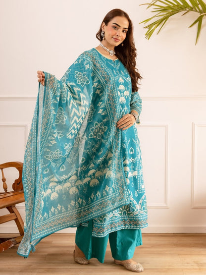 Karen Lapis cotton suit set