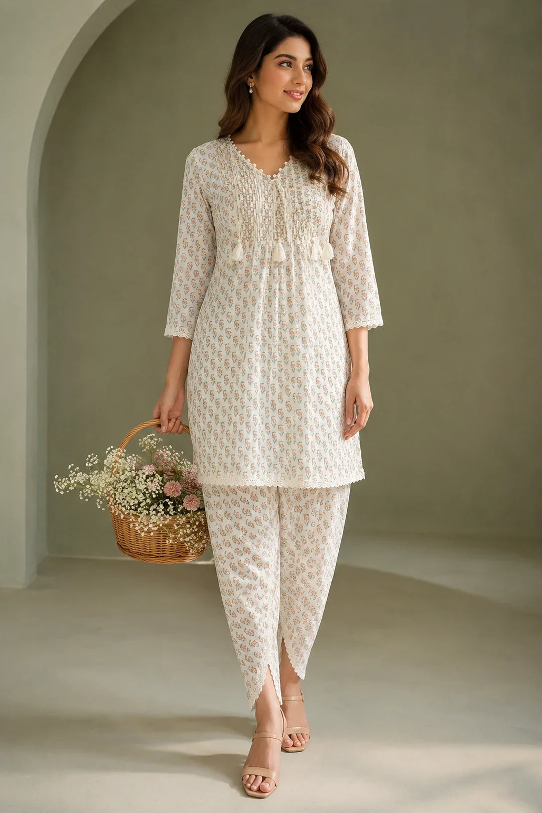 Aizah Block Printed Kurta & Tulip Pants Set