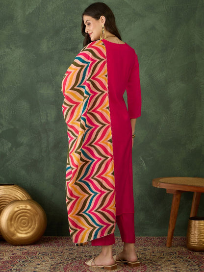 Dhiyona KL Women Ethnic Motifs Embroidered Kurta with Trousers & Dupatta