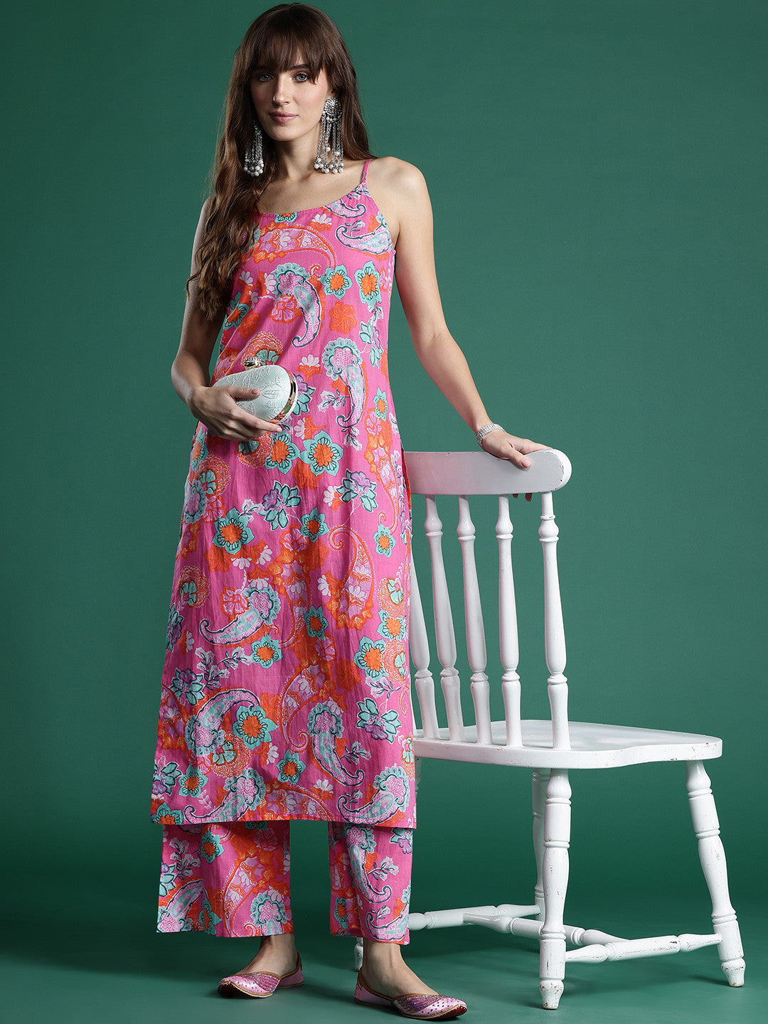 Floral Printed Pure Cotton Kurta with Palazzos
