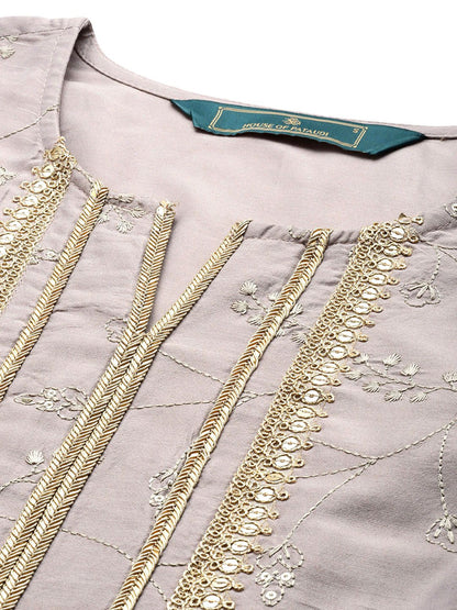 Dhiyona HOP Ethnic Motifs Embroidered Sequinned Jashn Kurta with Sharara & Dupatta