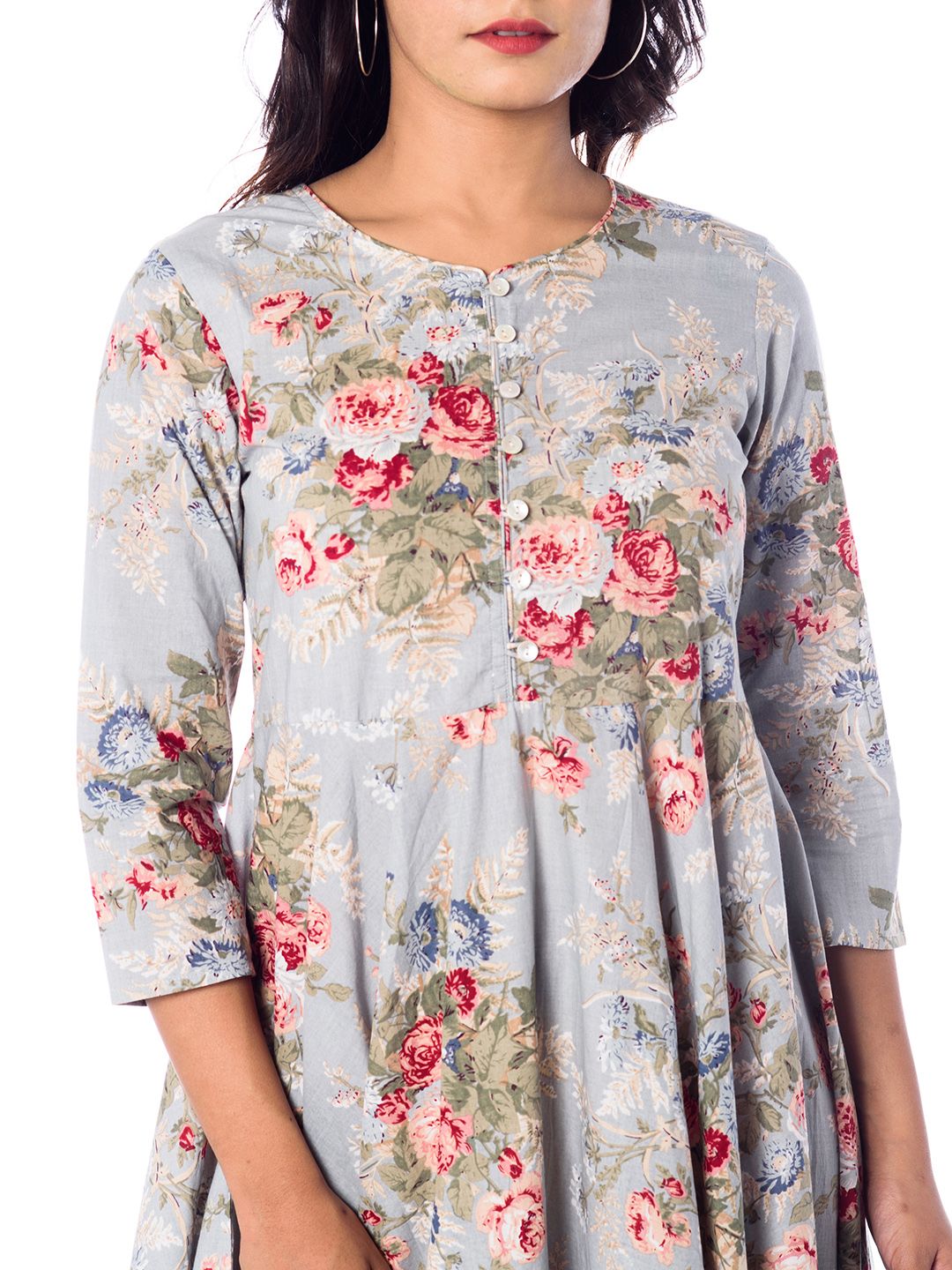 Dhiyona AY Women's Blue Printed Fit and Flare Dress