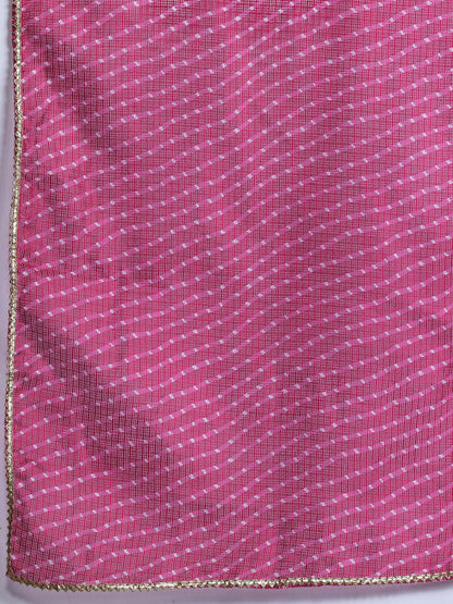 Gotta Patti Detail Empire Kurta Set With Striped Dupatta
