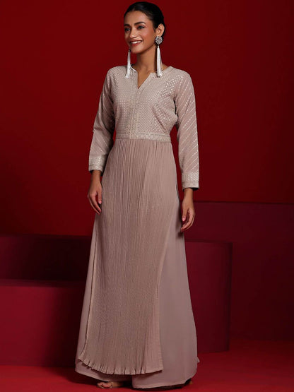 Dhiyona LL Ethnic Motifs Embroidered Regular Sequinned Georgette Kurta & Palazzo & Dupatta