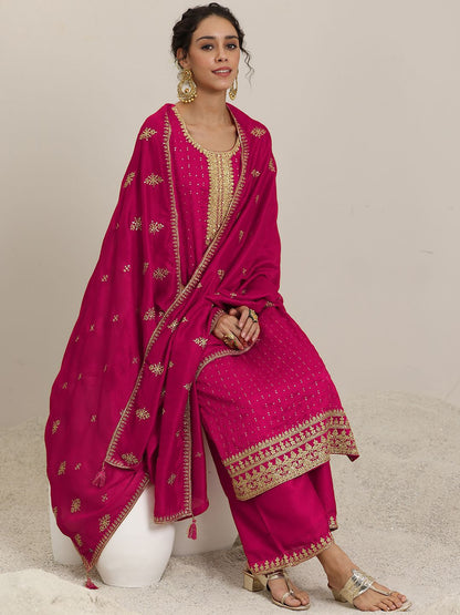 Dhiyona LL Women Floral Embroidered Kurta with Palazzos & Dupatta