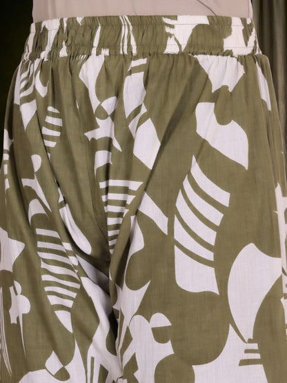 Printed Pure Cotton V-Neck Kurta & Palazzos