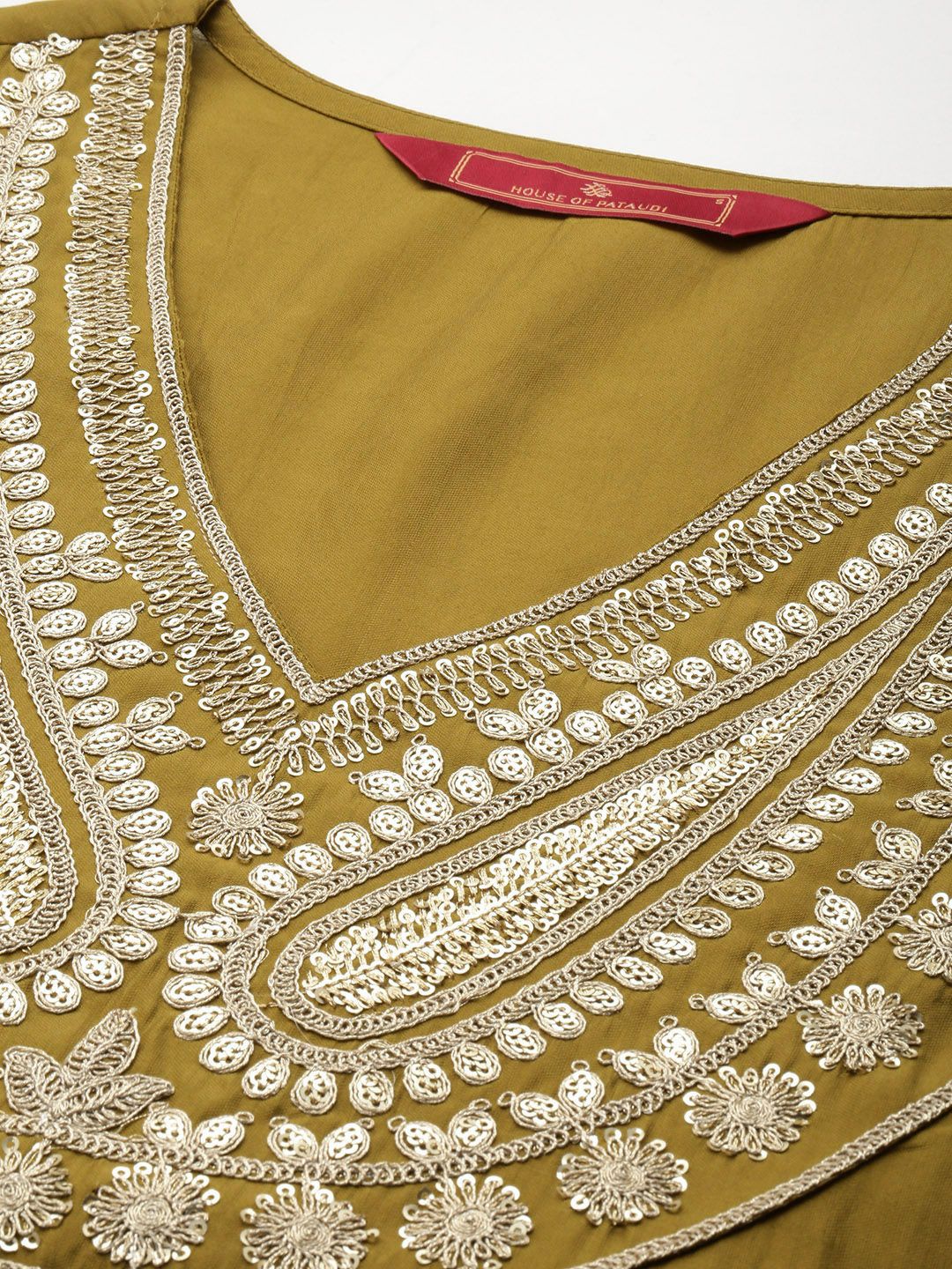 Dhiyona HOP Jashn Yoke Design Sequinned Zari Work Kurti With Sharara & Dupatta
