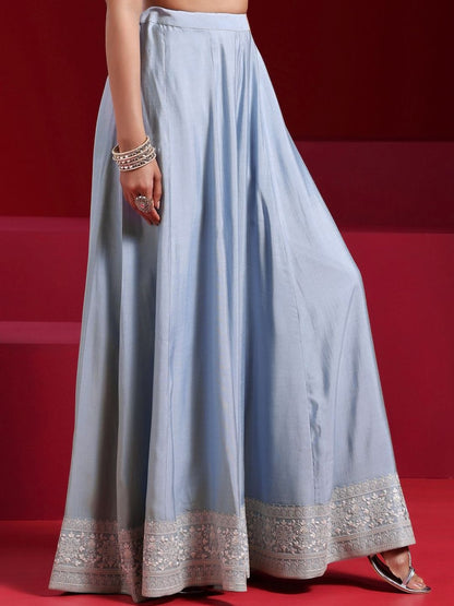 Dhiyona LL Floral Embroidered Regular Sequinned Kurta with Palazzos & Dupatta