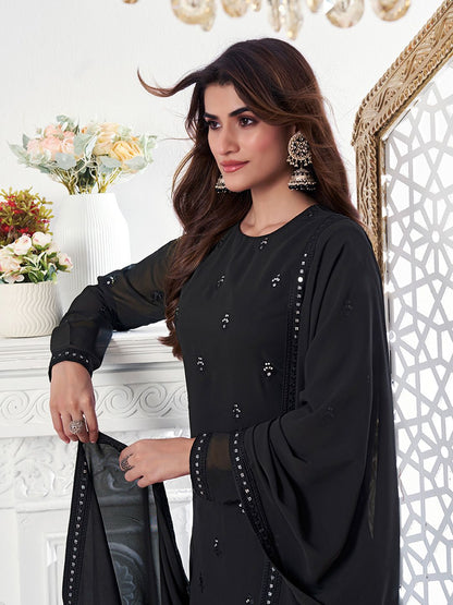 Dhiyona IN Women Ethnic Motifs Regular Sequinned Kurta with Palazzos & With Dupatta