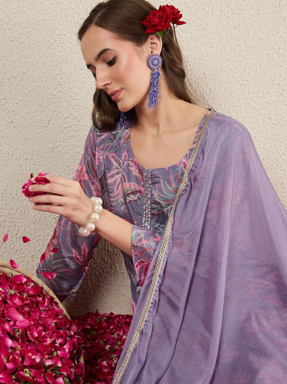 Dhiyona IE Women Floral Printed Kurta with Trousers & Dupatta