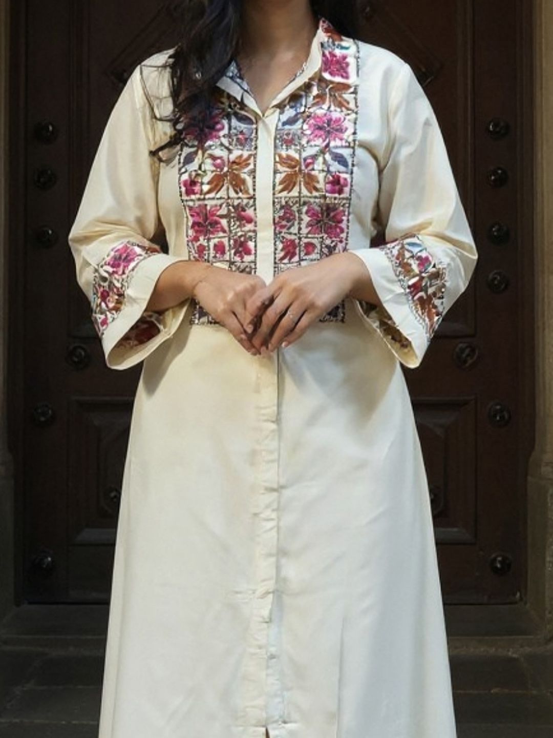 Dhiyona IE Embroidered Shirt Collar Tunic With Palazzos