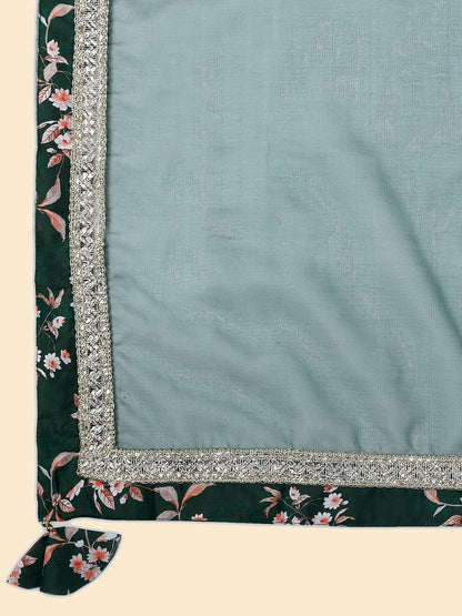 Dhiyona AN Floral Printed Anarkali Kurta with Sharara & With Dupatta
