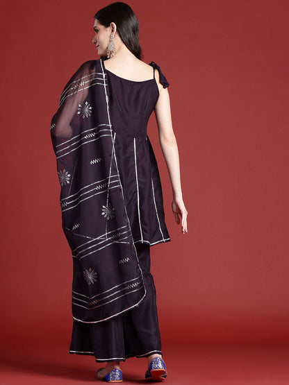 Dhiyona AN Ethnic Motifs Print Gotta Patti Kurta with Sharara & Dupatta