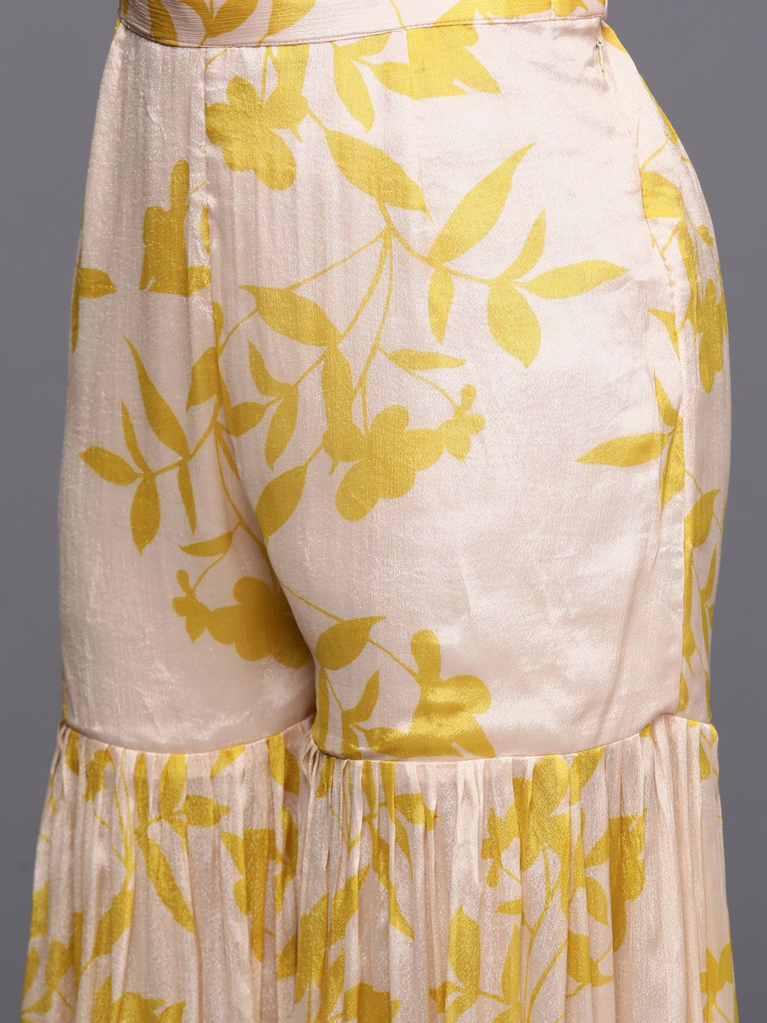 Dhiyona VA Floral Embroidered Empire Beads & Stones Pure Silk Kurti with Sharara & Dupatta
