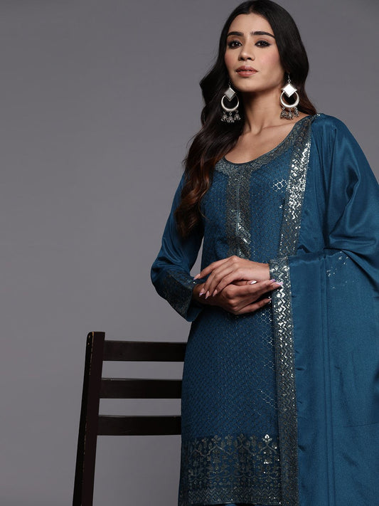 Dhiyona LL Women Regular Sequinned Kurta with Palazzos & With Dupatta