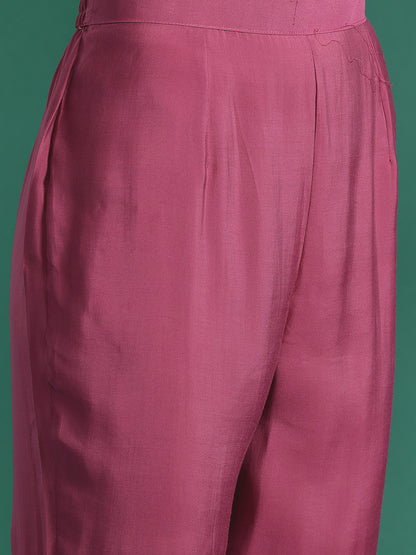 Floral Embroidered Thread Work Kurta with Trousers & Dupatta