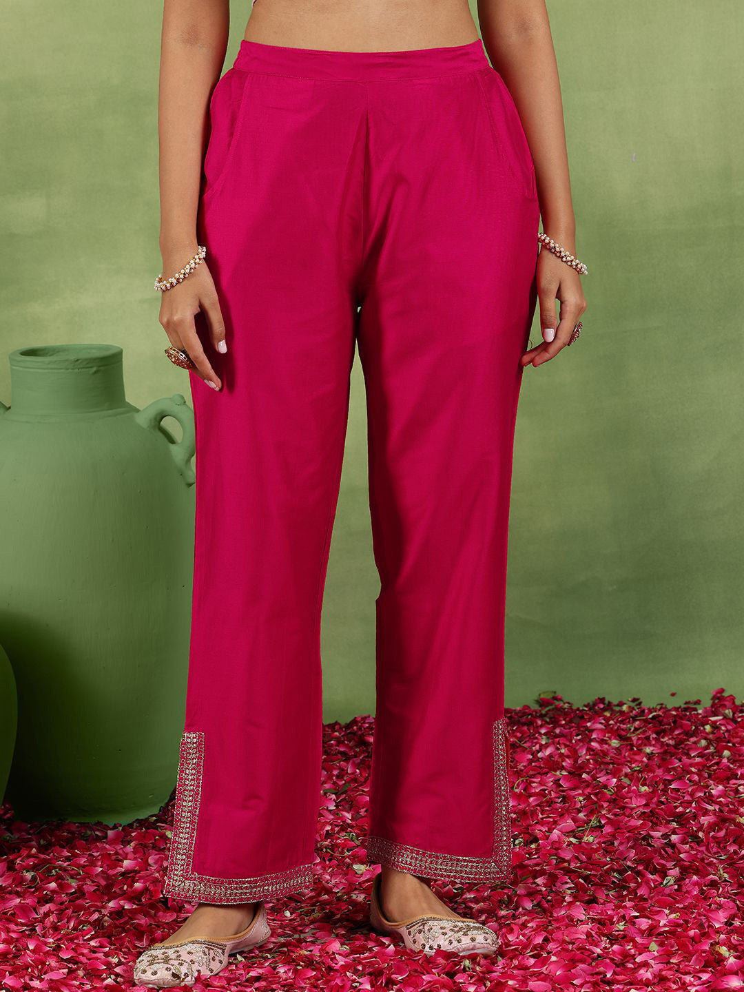 Women Ethnic Motifs Yoke Design Regular Kurta with Trousers & With Dupatta