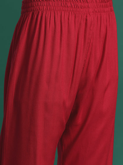 Floral Embroidered Regular Thread Work Kurta with Palazzos