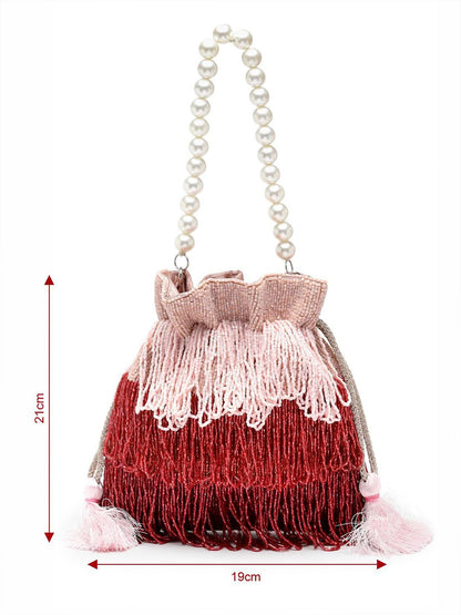 Dhiyona NR Embellished Tasselled Potli Clutch