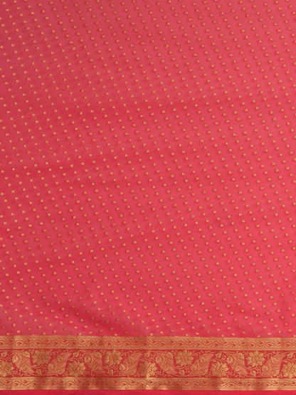 Women's Georgette Pink Woven Design Designer Saree With Blouse Piece