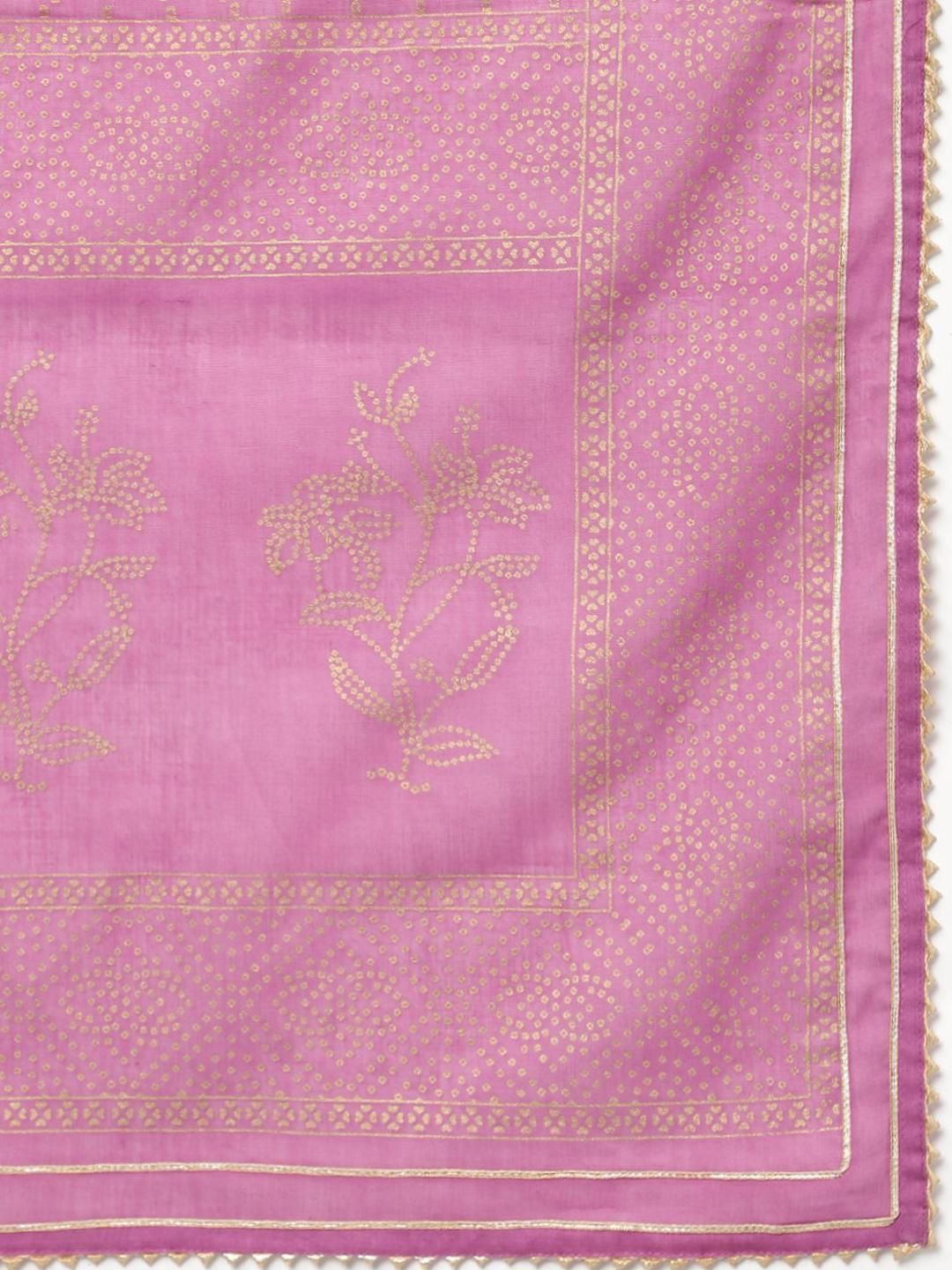 Dhiyona KL Women Floral Printed Regular Gotta Patti Pure Cotton Kurta with Sharara & With Dupatta