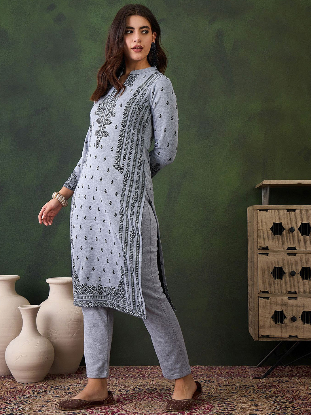 Self Design Winter Kurta & Trouser